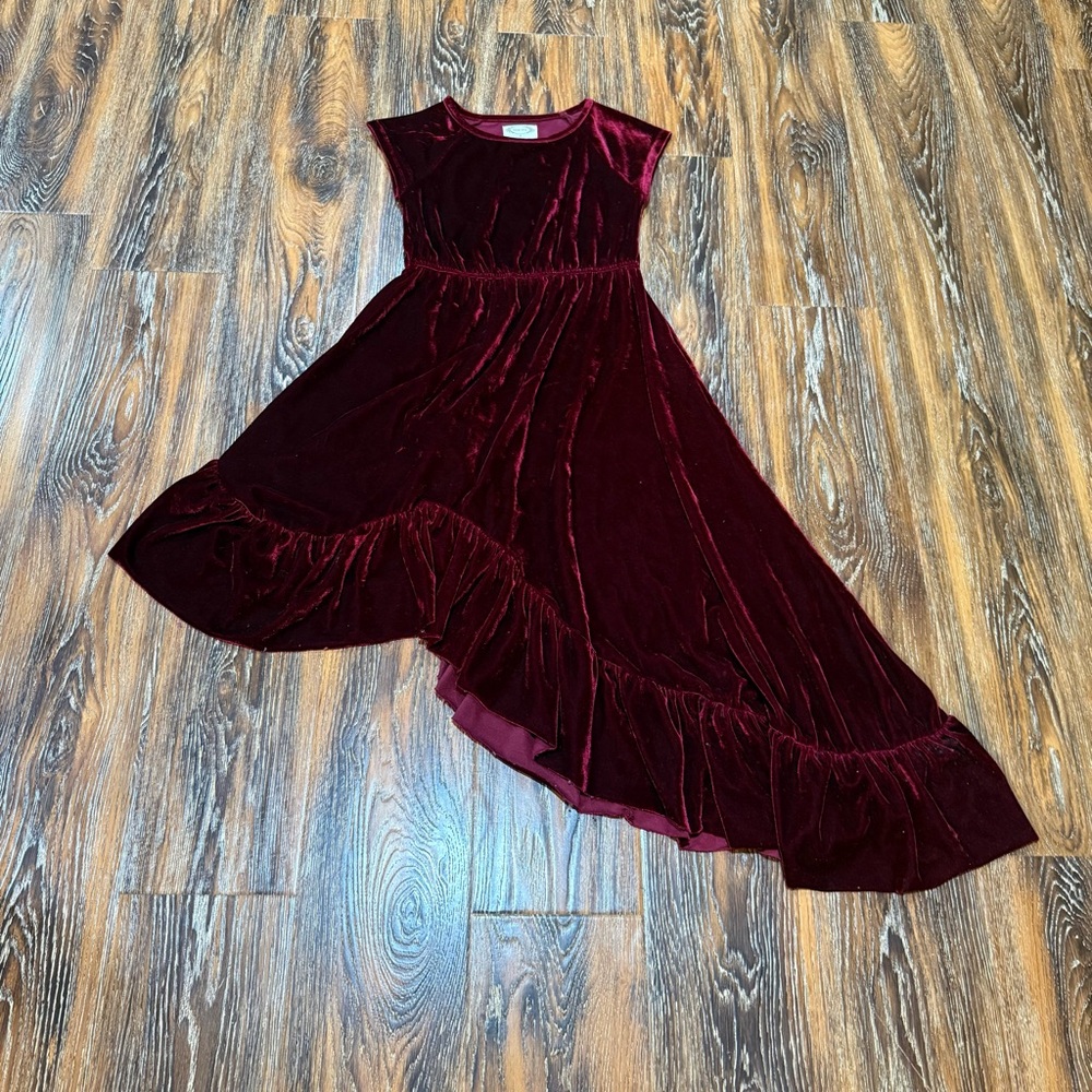 Joyfolie Size 8 Velvet‎ Aleena Dress Burgundy Maroon Red Girls Ruffle Mia Joy